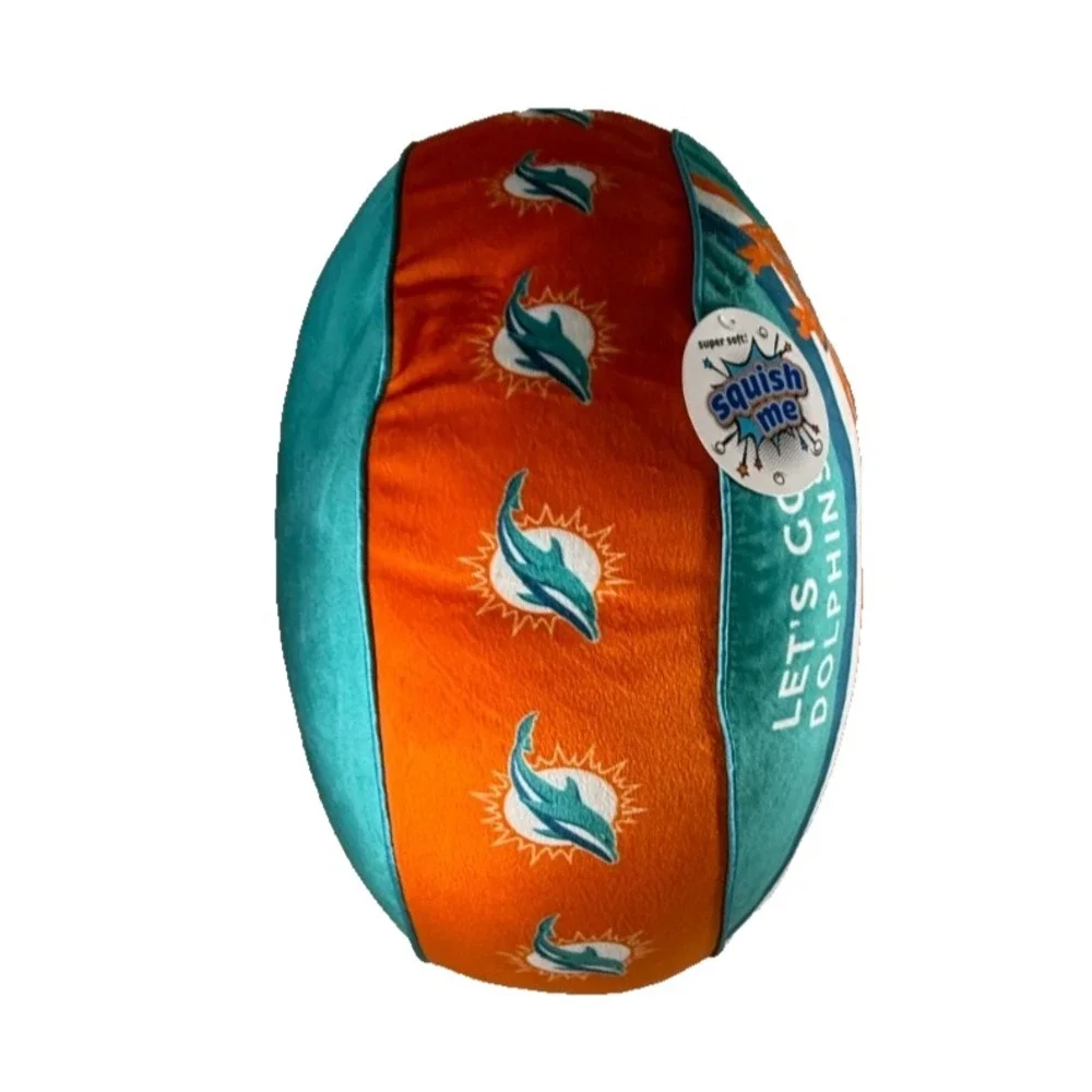 NFL Miami Dolphins Squish Me Plush Round Decorative Pillow NEW 13 inch